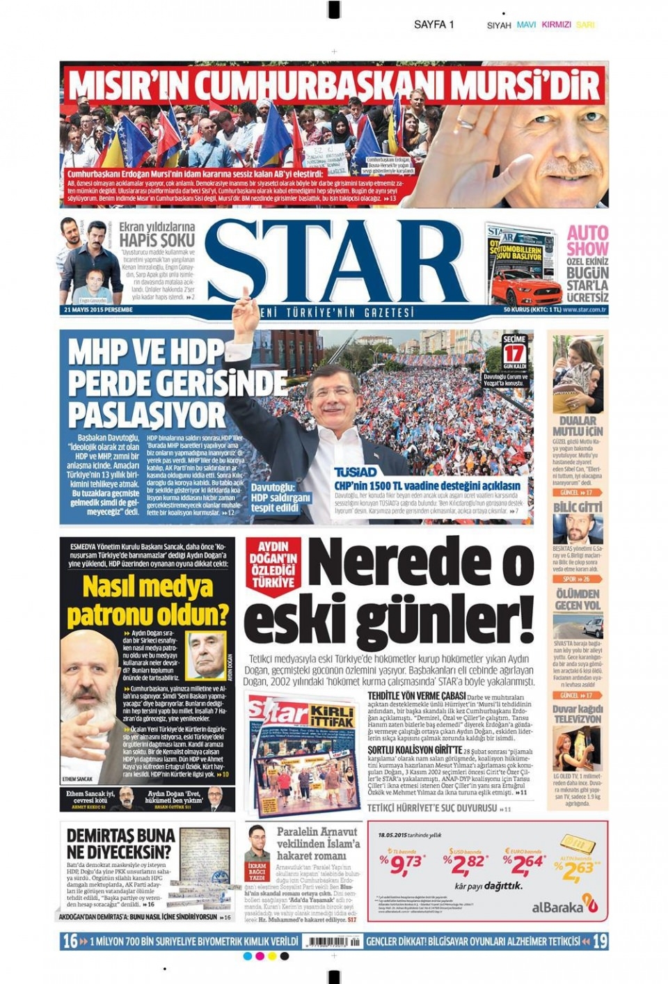 21 Mayıs 2015 gazete manşetleri 12