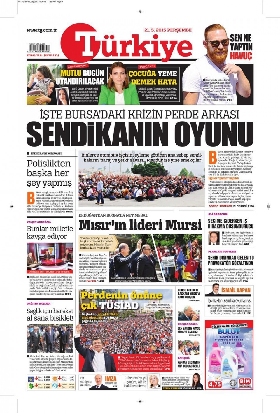 21 Mayıs 2015 gazete manşetleri 15