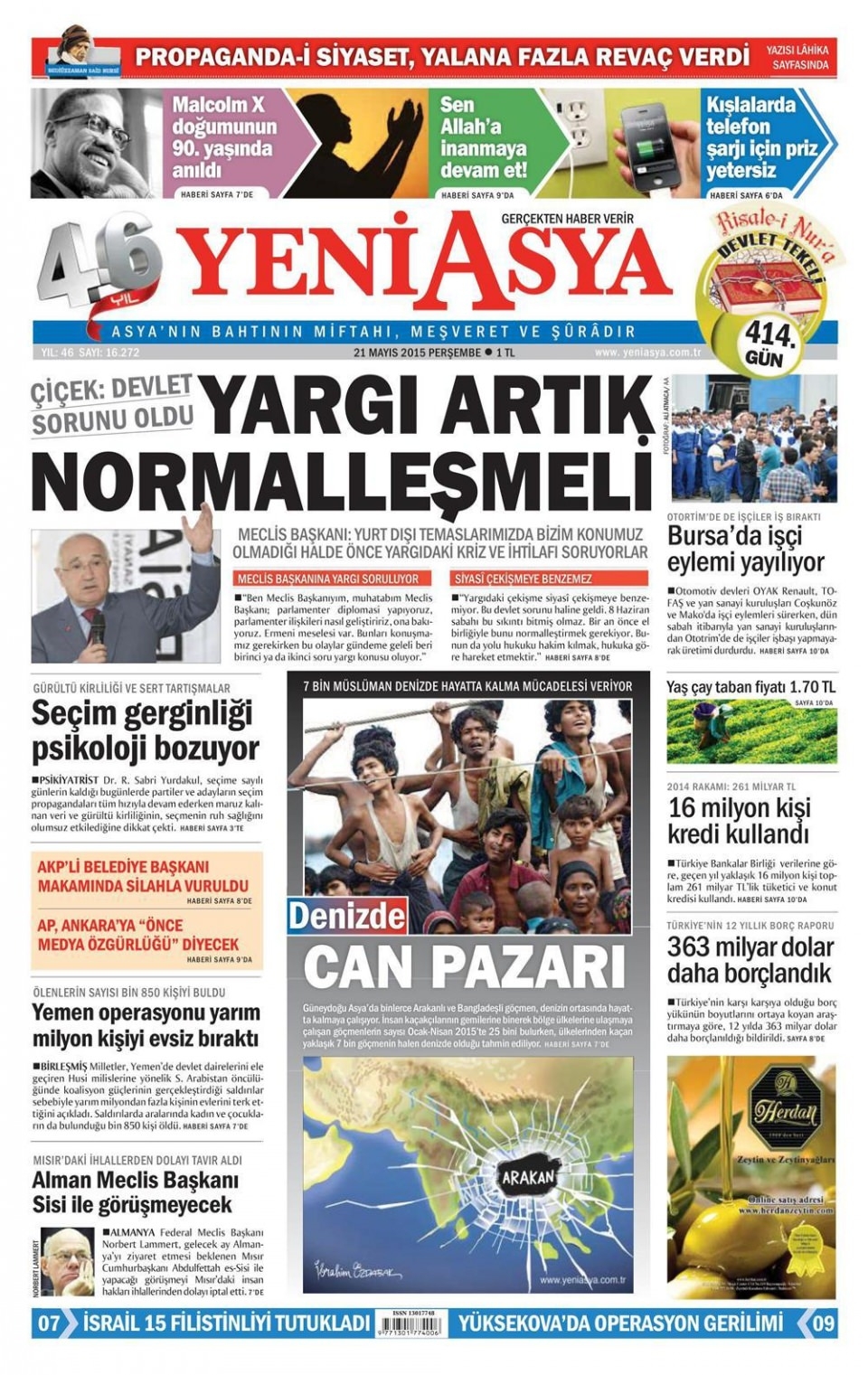 21 Mayıs 2015 gazete manşetleri 19