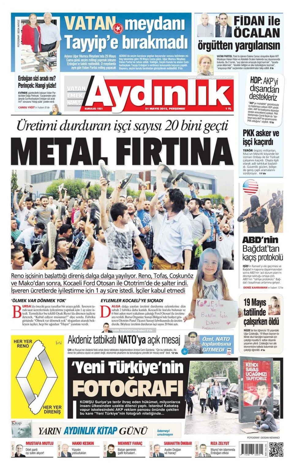 21 Mayıs 2015 gazete manşetleri 2