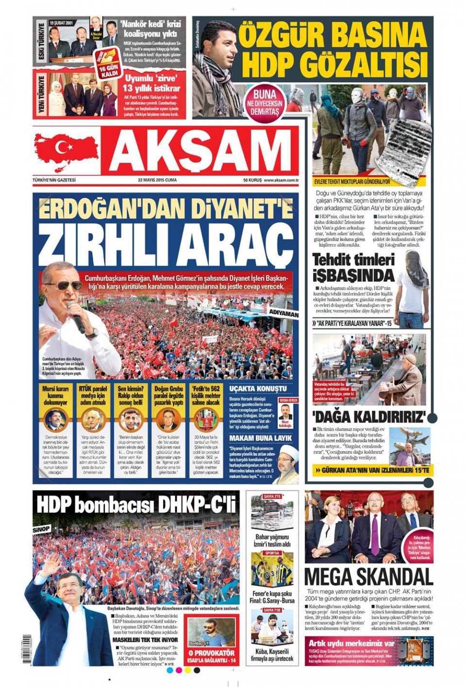22 Mayıs 2015 gazete manşetleri 1