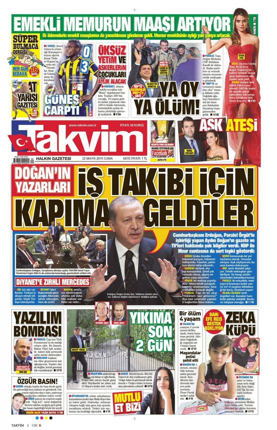 22 Mayıs 2015 gazete manşetleri 15