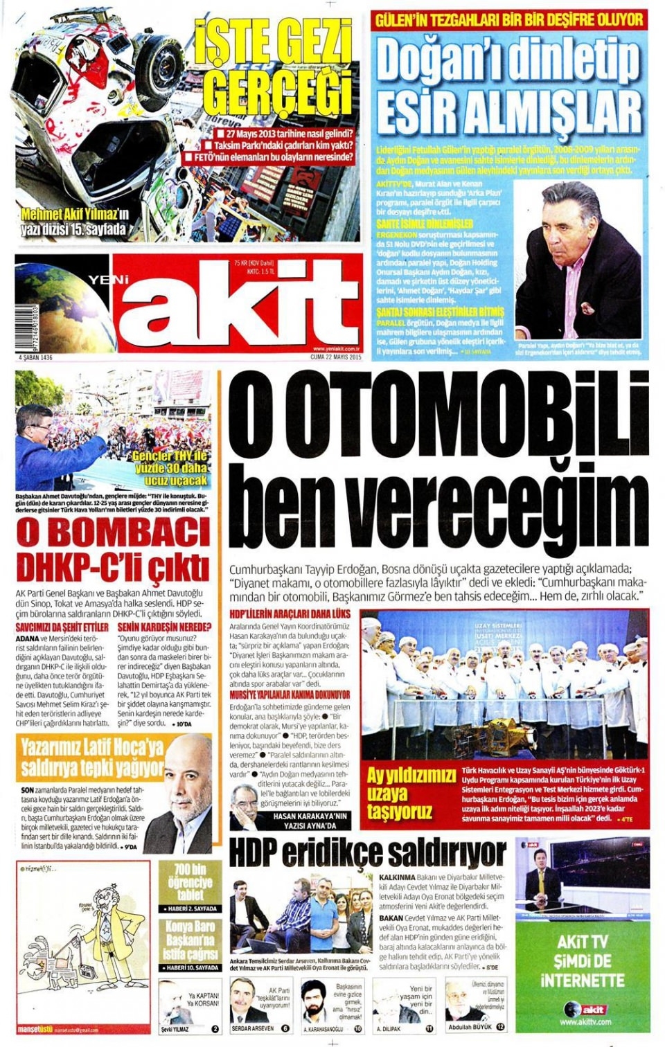 22 Mayıs 2015 gazete manşetleri 18