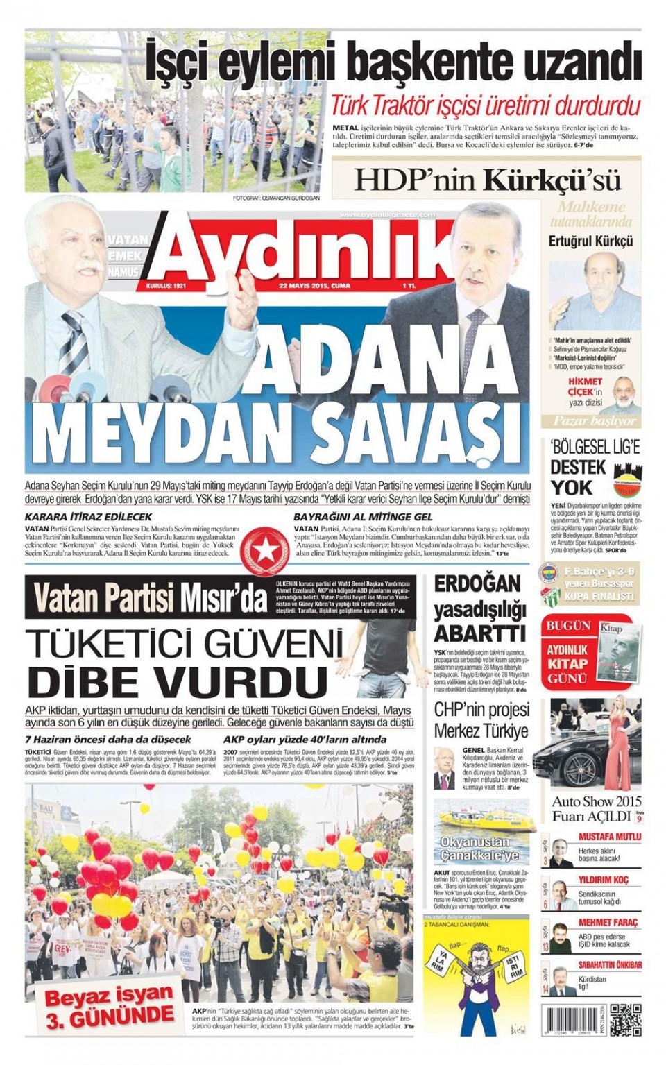 22 Mayıs 2015 gazete manşetleri 2