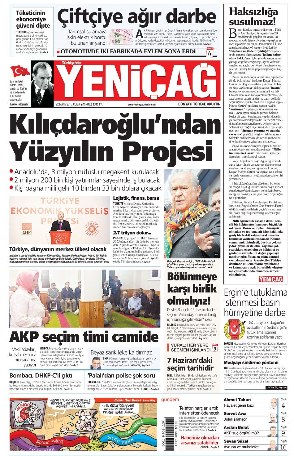 22 Mayıs 2015 gazete manşetleri 21