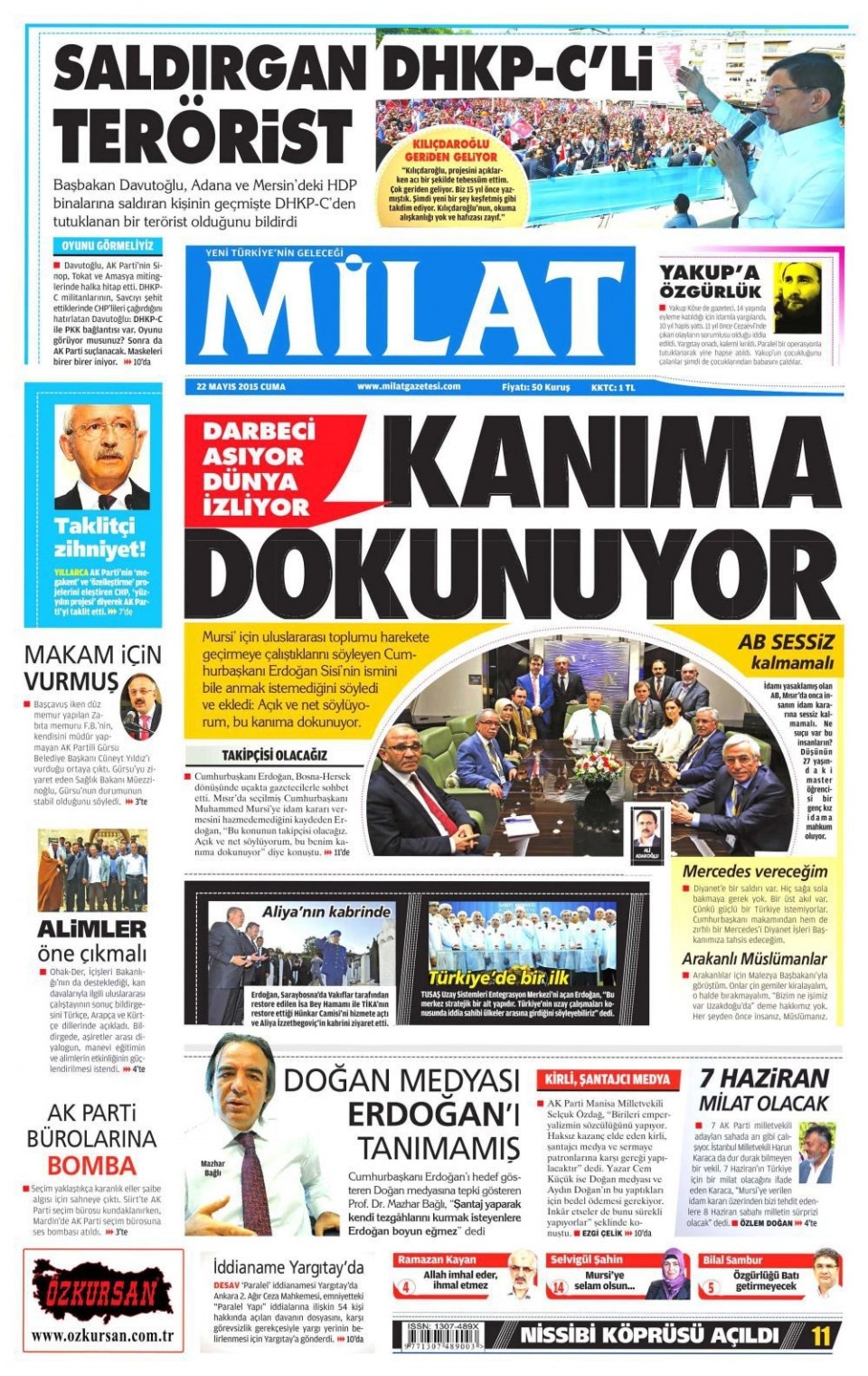 22 Mayıs 2015 gazete manşetleri 24