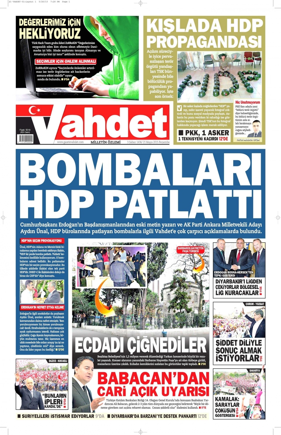 22 Mayıs 2015 gazete manşetleri 26