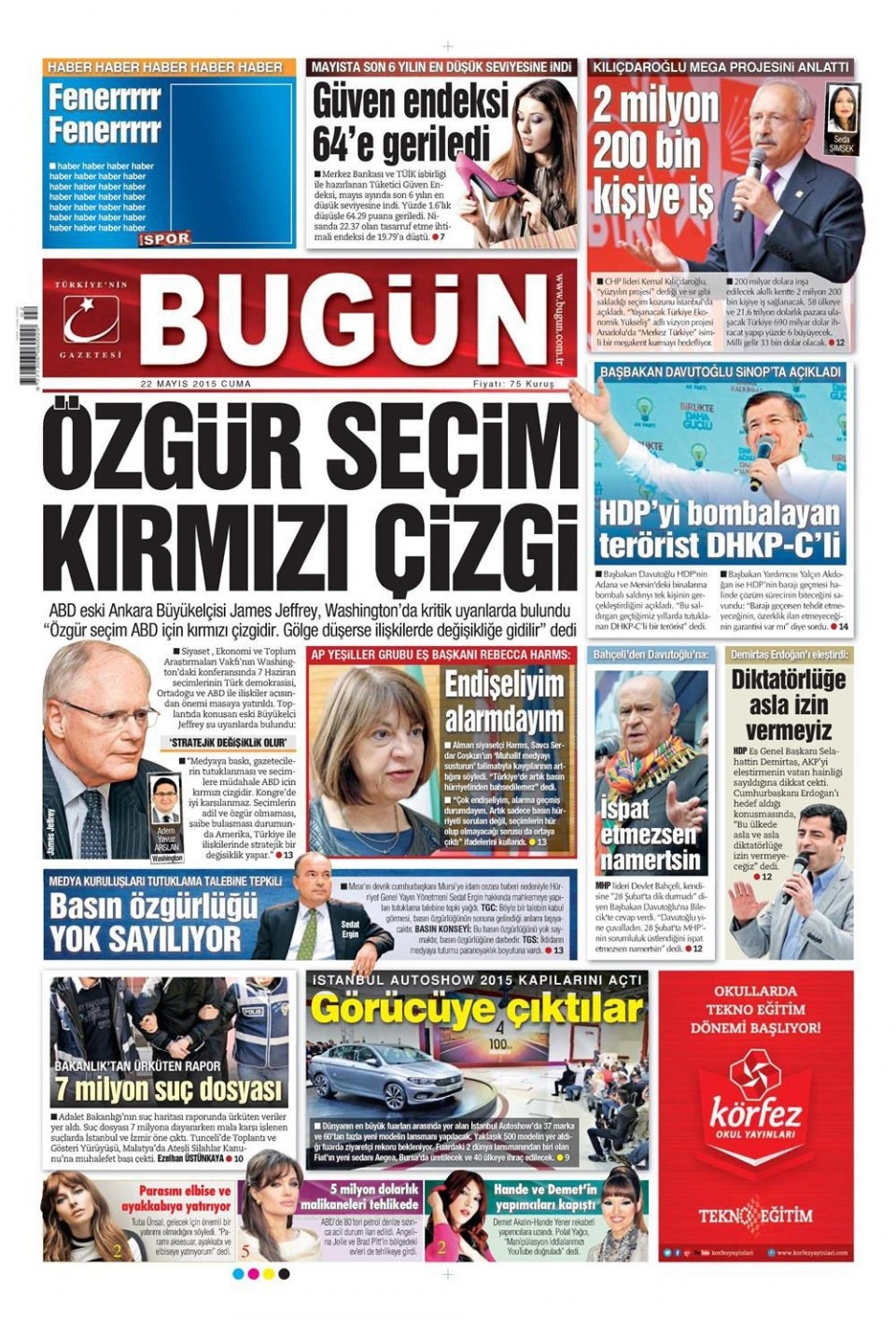 22 Mayıs 2015 gazete manşetleri 28