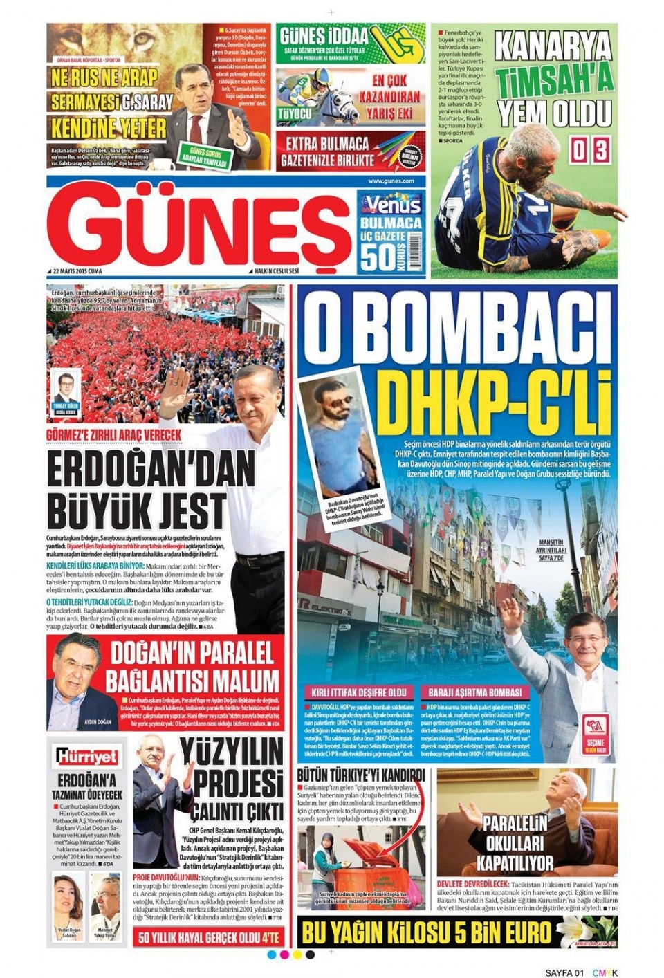 22 Mayıs 2015 gazete manşetleri 4