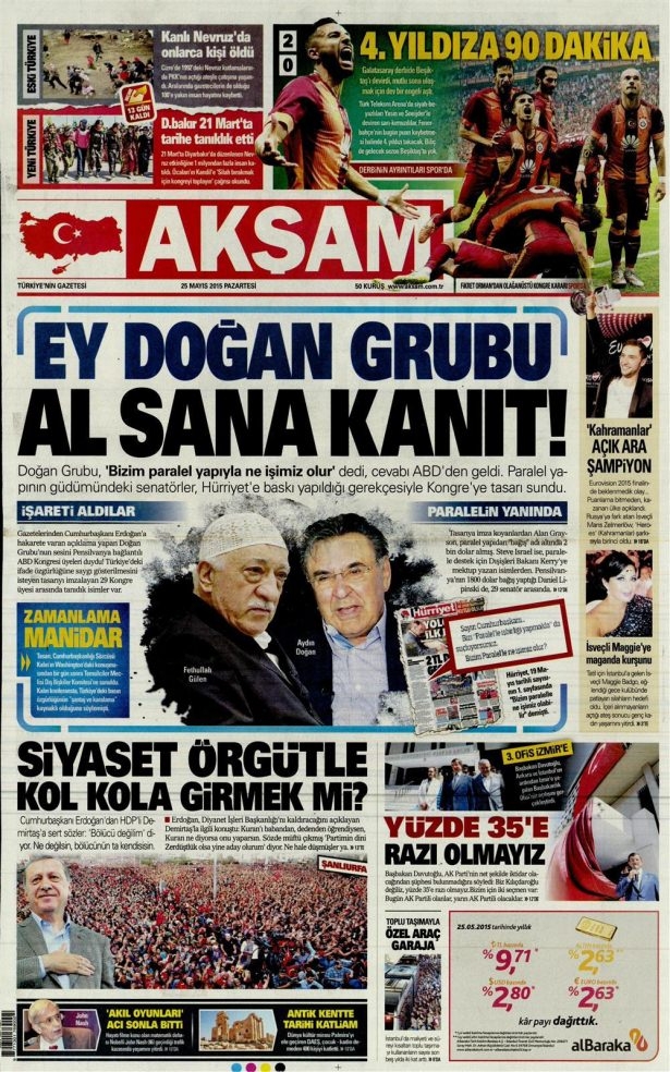 25 Mayıs 2015 gazete manşetleri 1