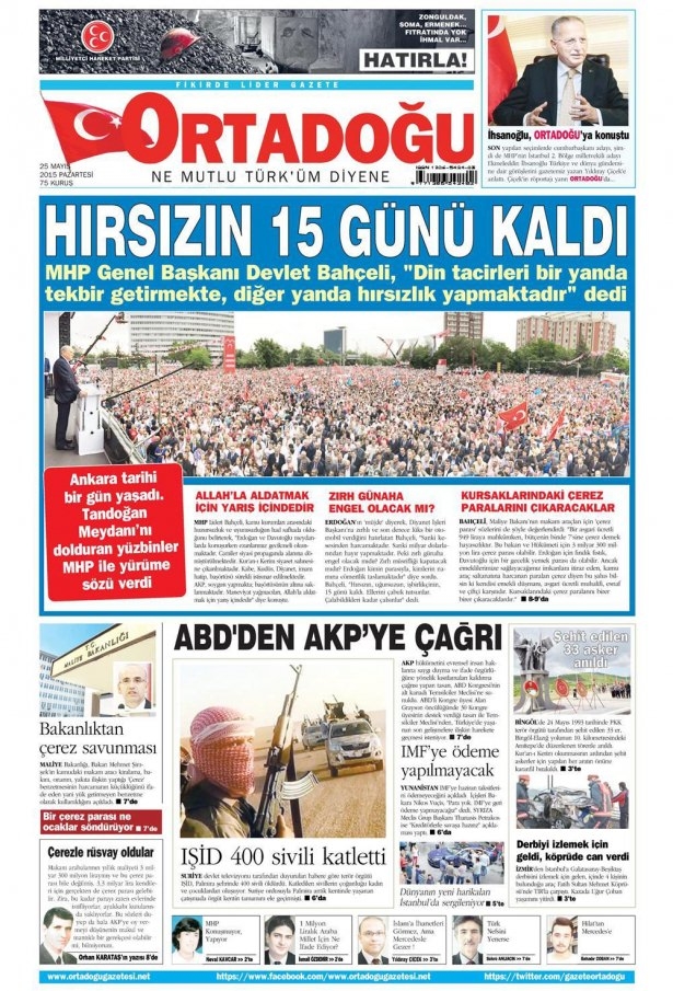25 Mayıs 2015 gazete manşetleri 12