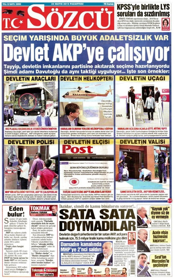 25 Mayıs 2015 gazete manşetleri 14