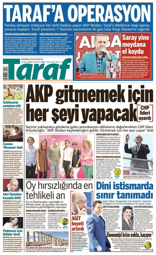 25 Mayıs 2015 gazete manşetleri 17