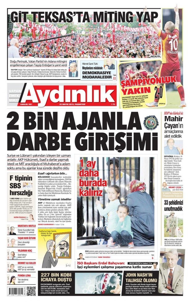 25 Mayıs 2015 gazete manşetleri 2