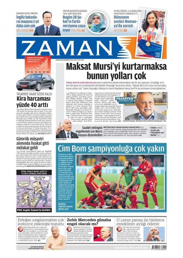 25 Mayıs 2015 gazete manşetleri 24