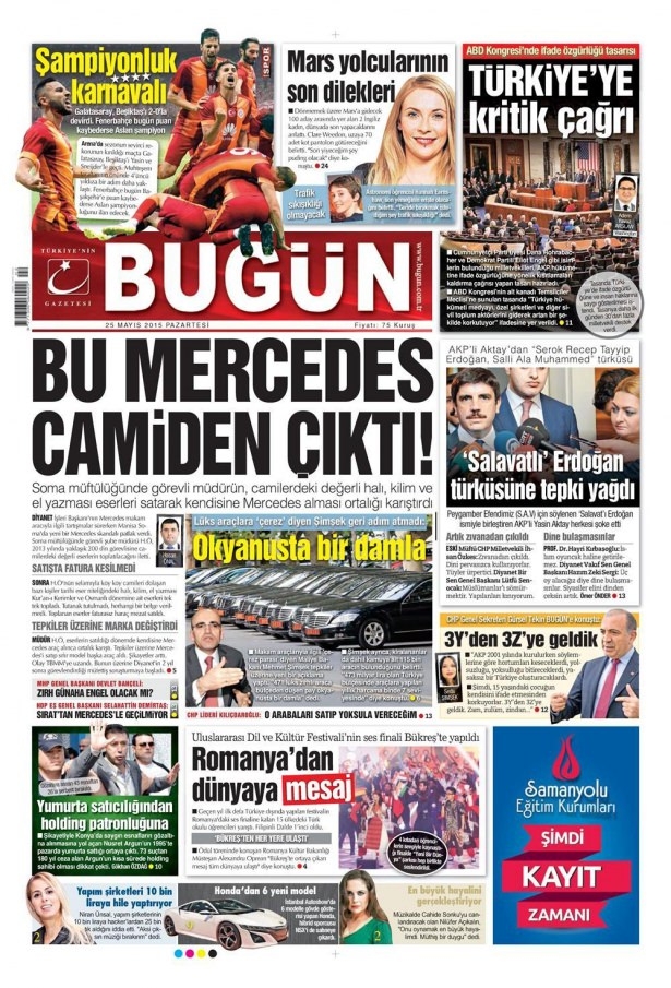 25 Mayıs 2015 gazete manşetleri 3
