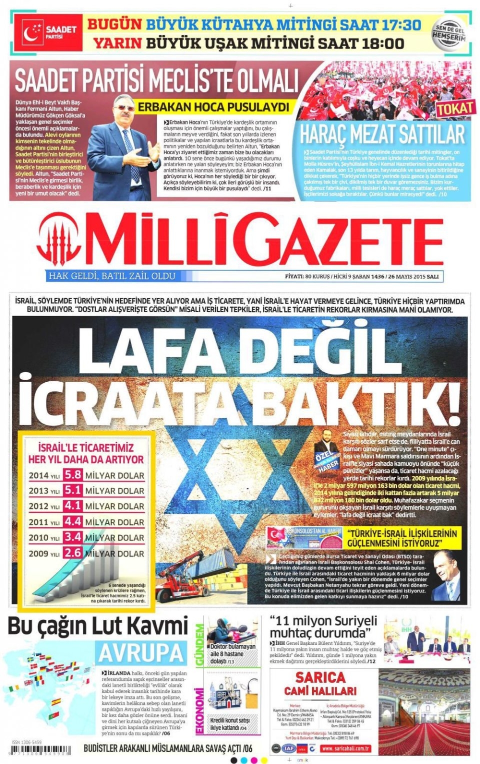 26 Mayıs 2015 gazete manşetleri 9