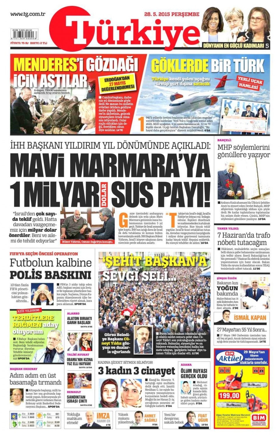 28 Mayıs 2015 gazete manşetleri 23