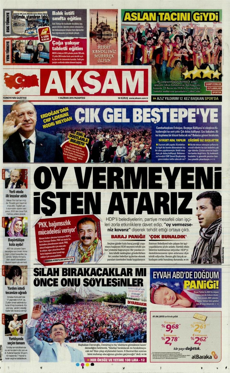 1 Haziran 2015 gazete manşetleri 1