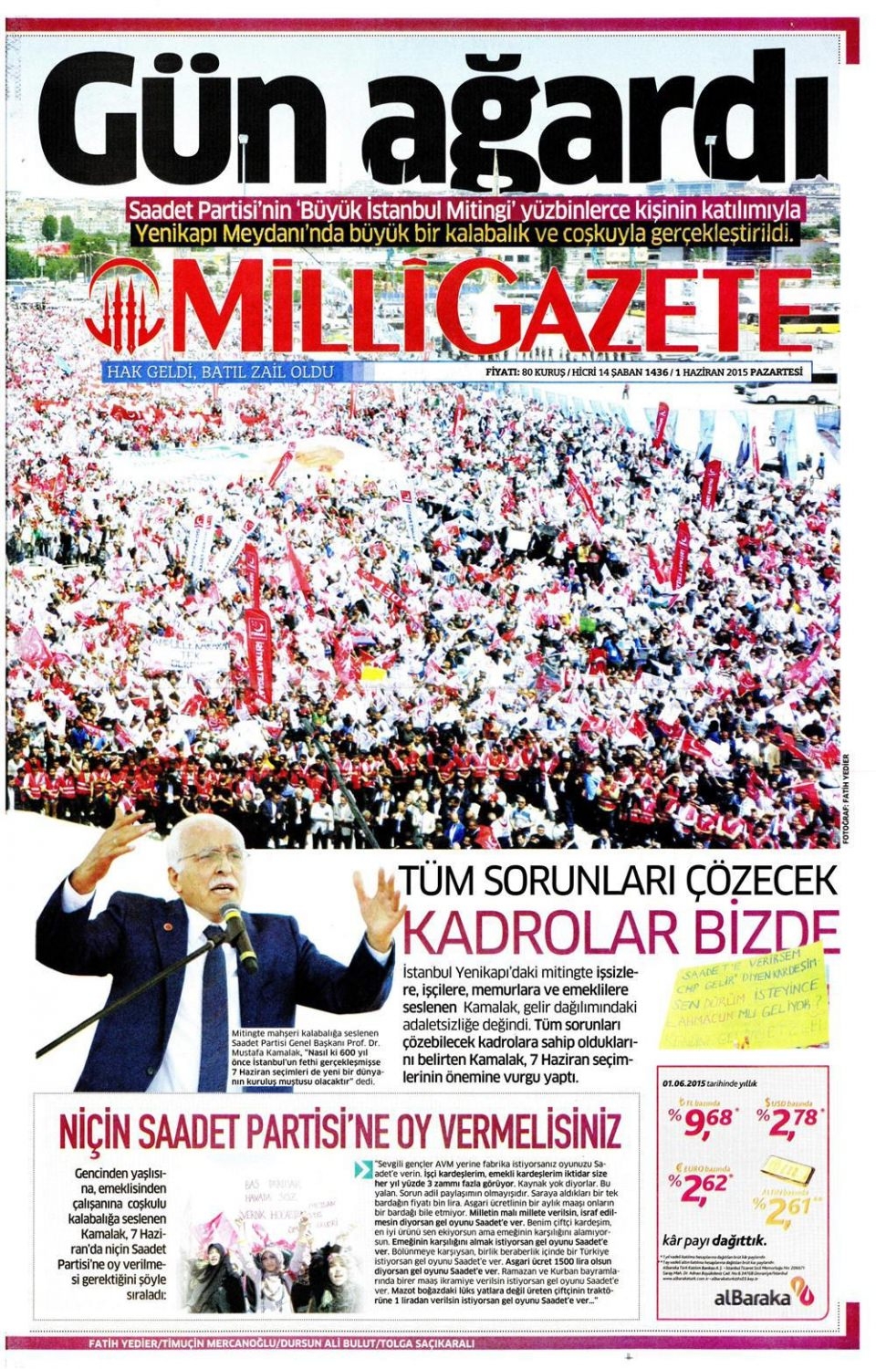 1 Haziran 2015 gazete manşetleri 12