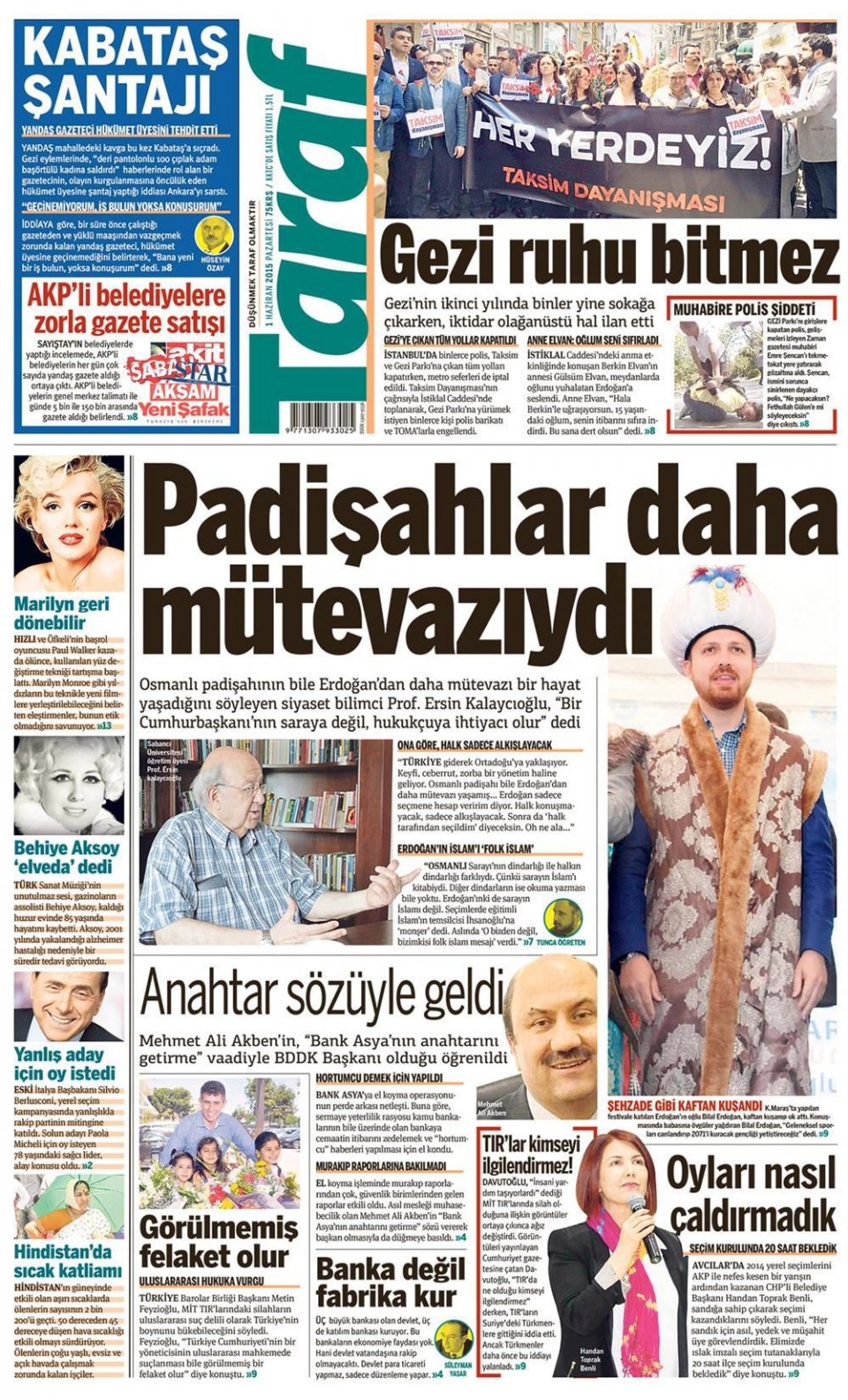1 Haziran 2015 gazete manşetleri 21