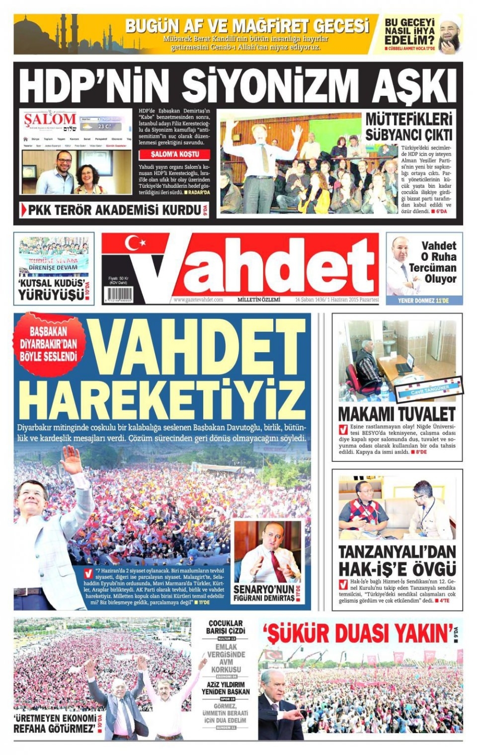 1 Haziran 2015 gazete manşetleri 23
