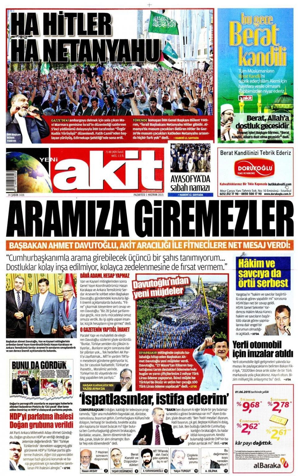 1 Haziran 2015 gazete manşetleri 24