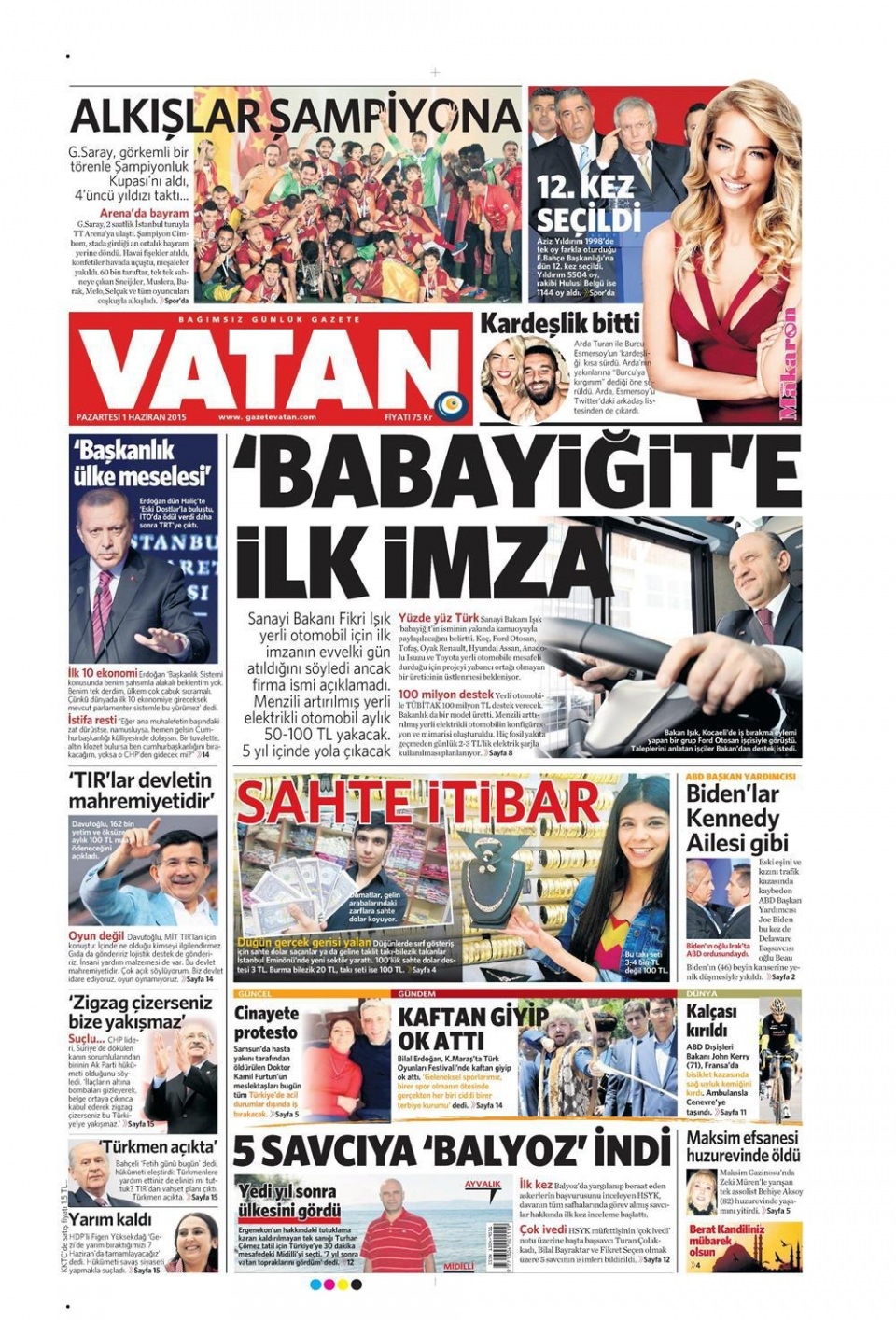 1 Haziran 2015 gazete manşetleri 25