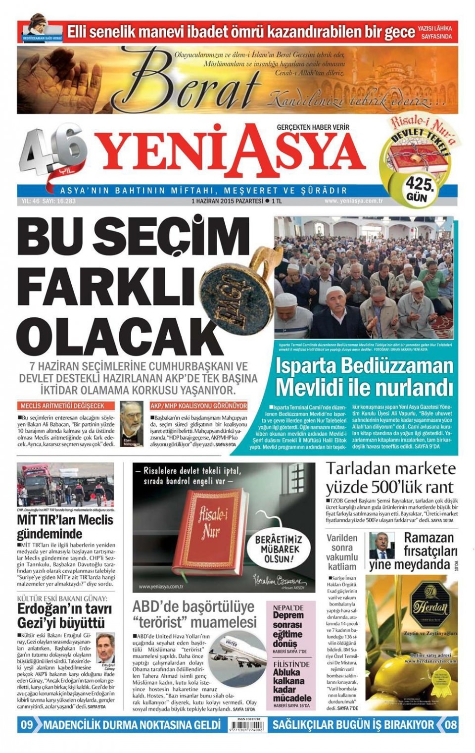 1 Haziran 2015 gazete manşetleri 26