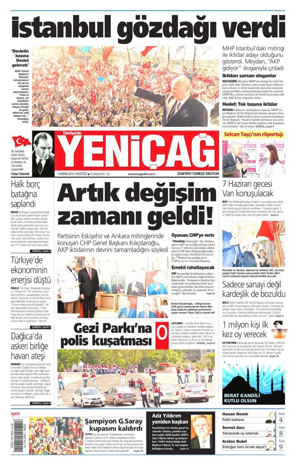 1 Haziran 2015 gazete manşetleri 27