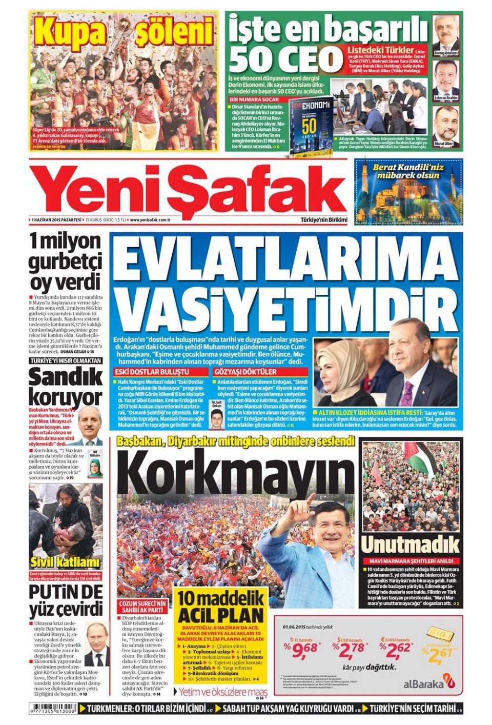 1 Haziran 2015 gazete manşetleri 28