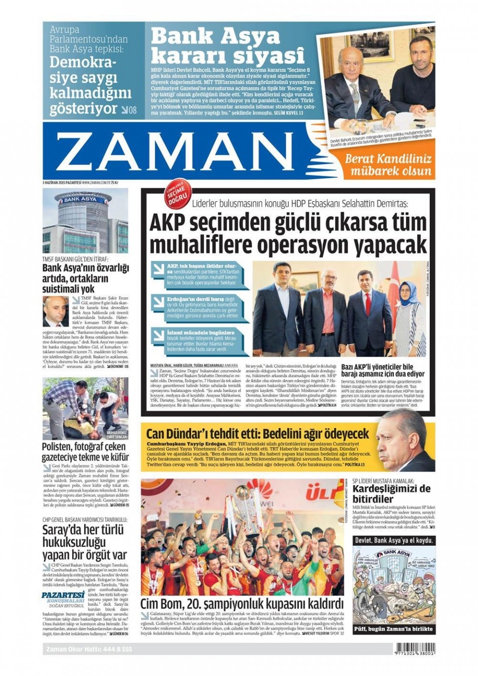 1 Haziran 2015 gazete manşetleri 29