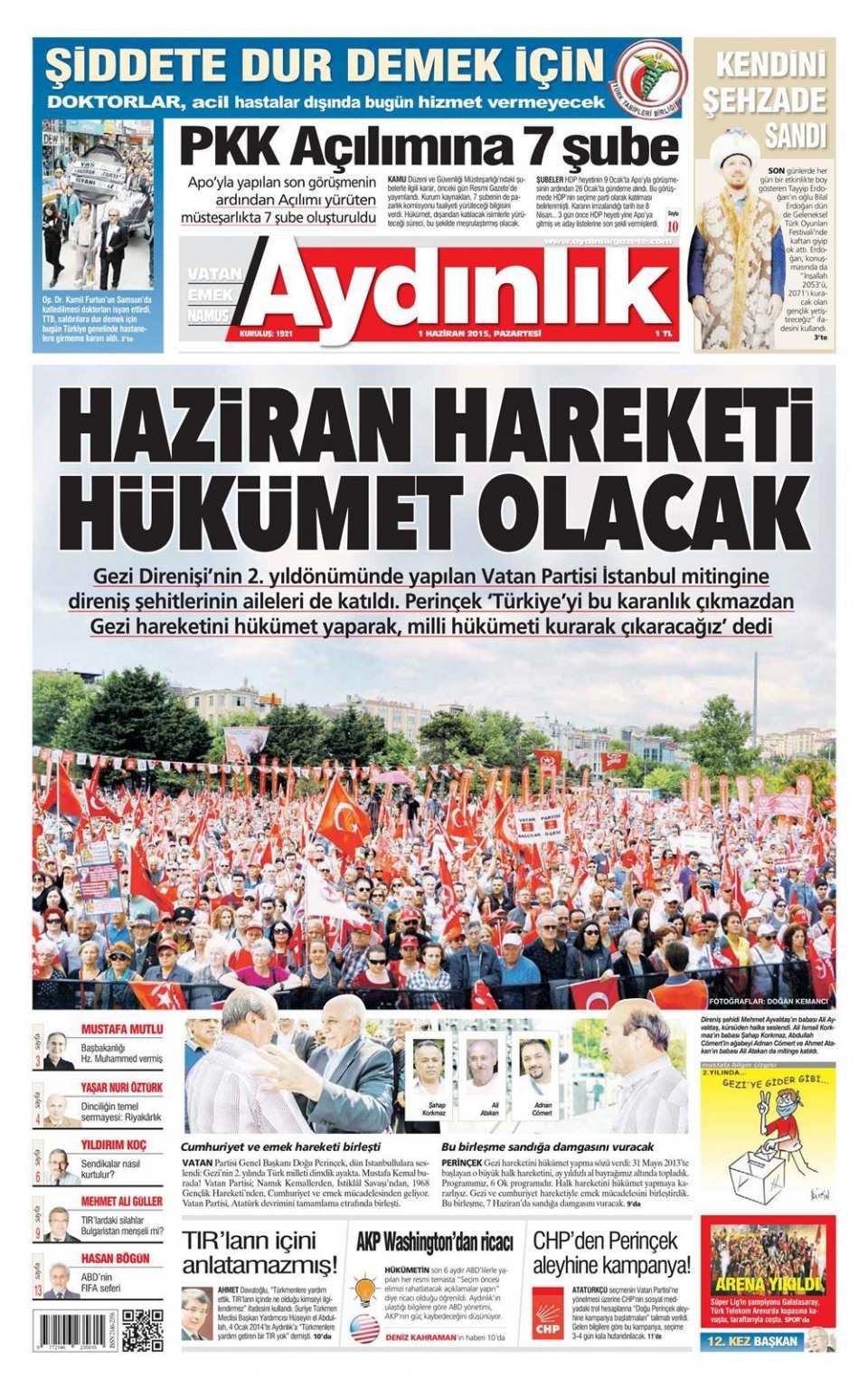 1 Haziran 2015 gazete manşetleri 3