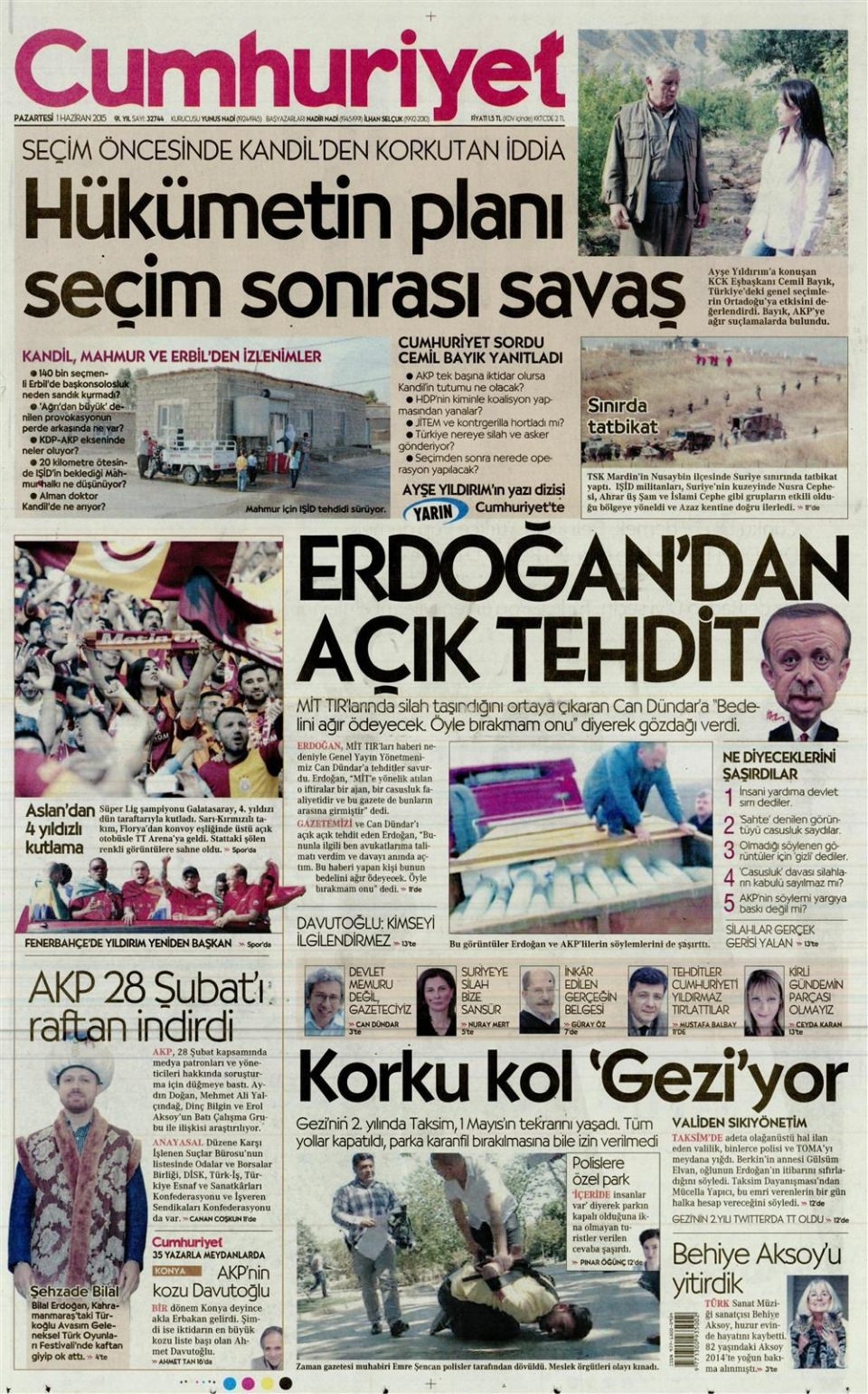 1 Haziran 2015 gazete manşetleri 30