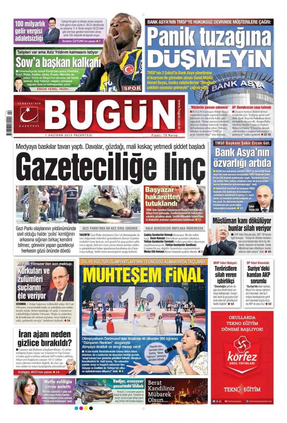 1 Haziran 2015 gazete manşetleri 4