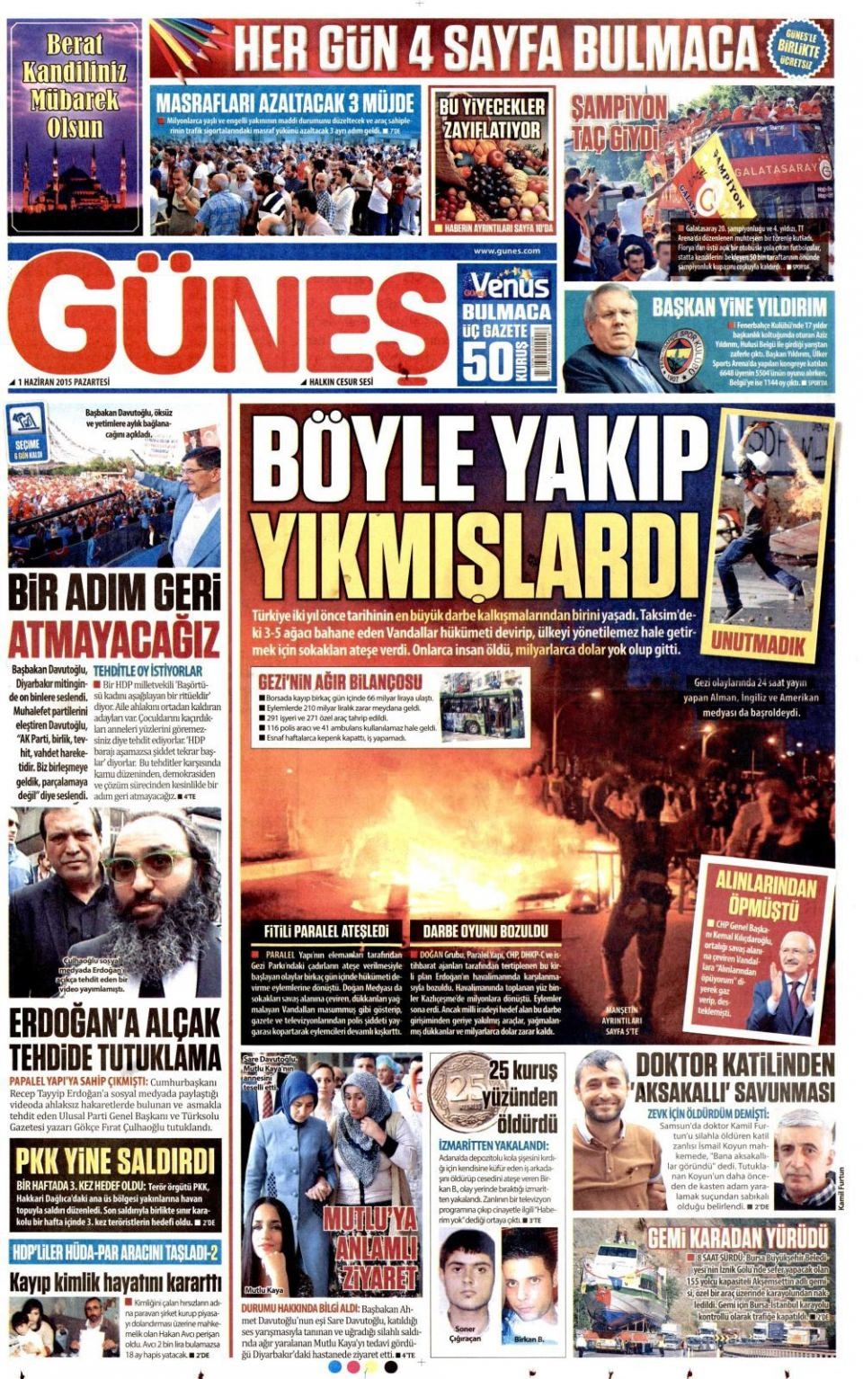 1 Haziran 2015 gazete manşetleri 7
