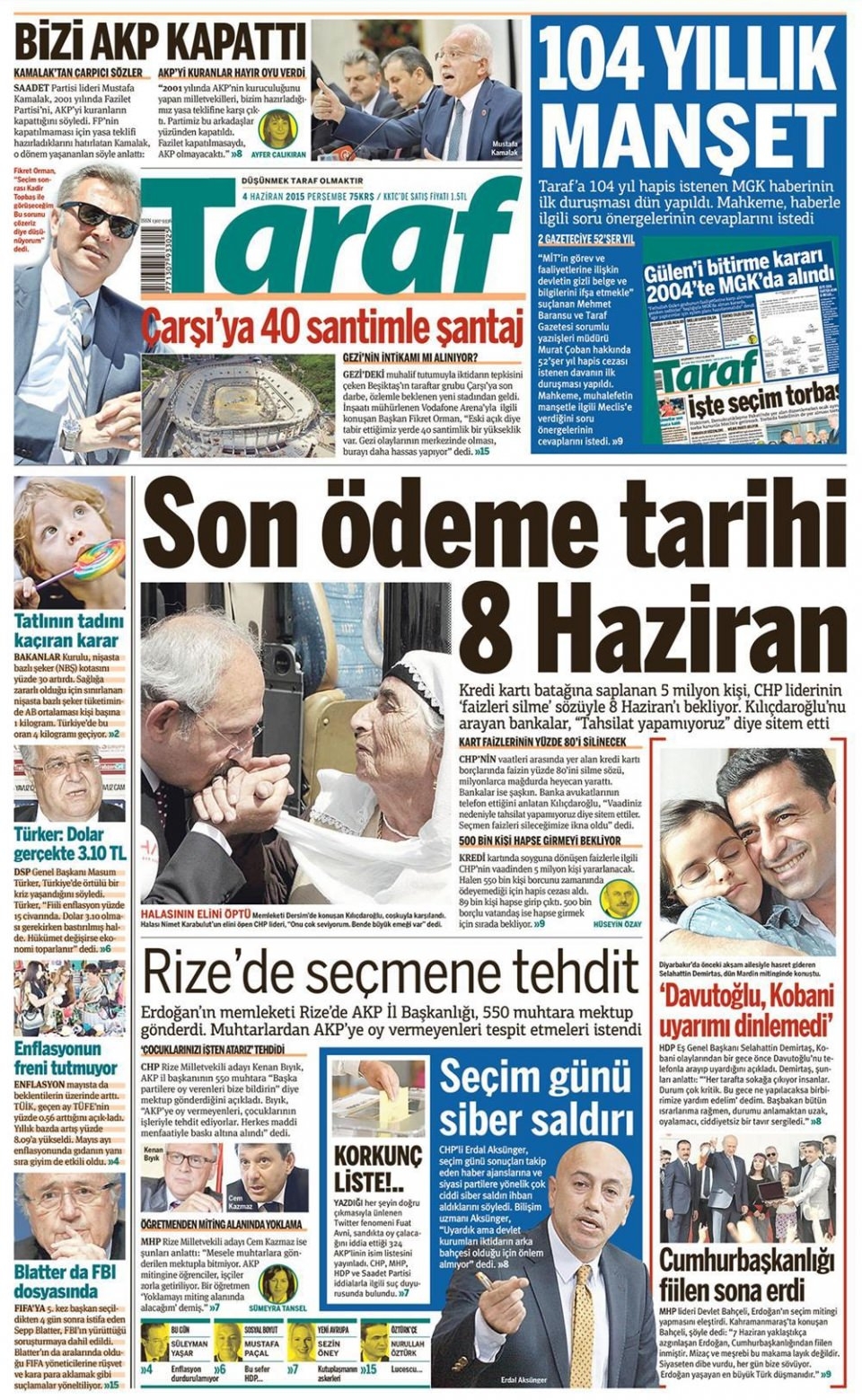 4 Haziran 2015 gazete manşetleri 23