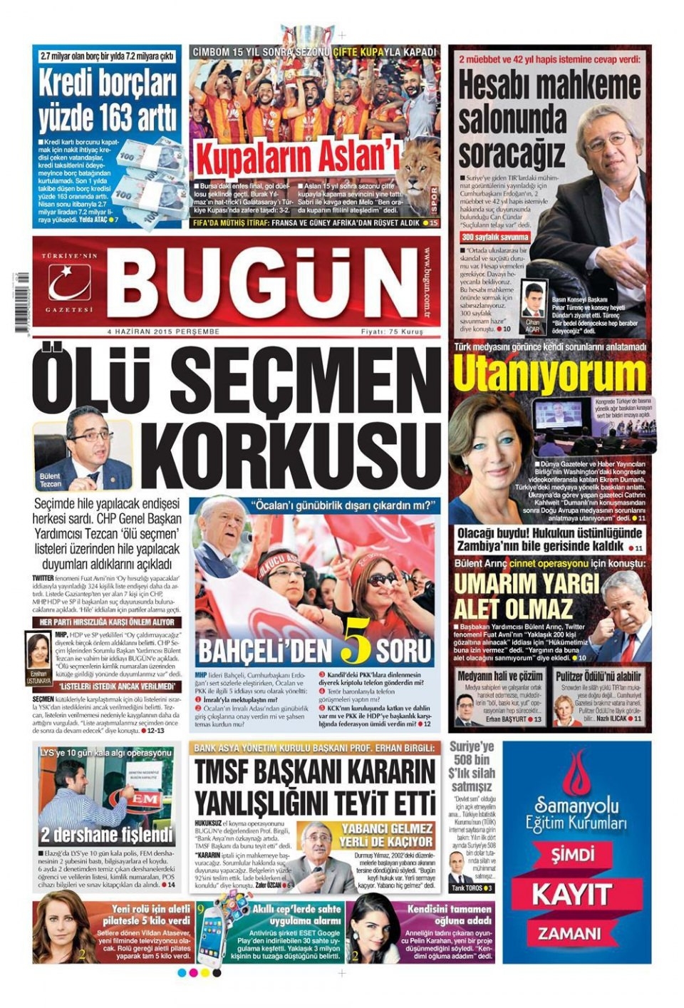 4 Haziran 2015 gazete manşetleri 4