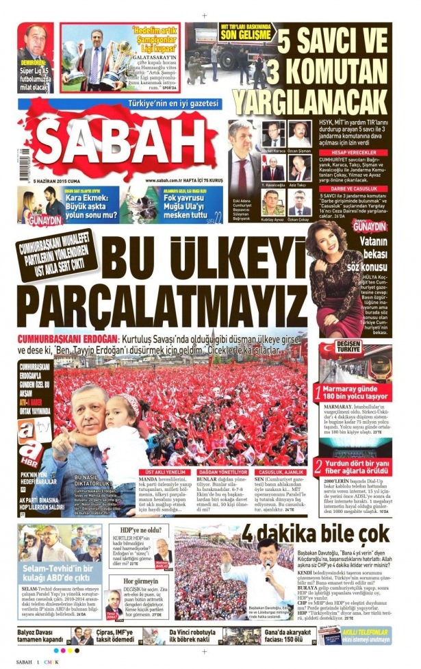 5 Haziran 2015 gazete manşetleri 17
