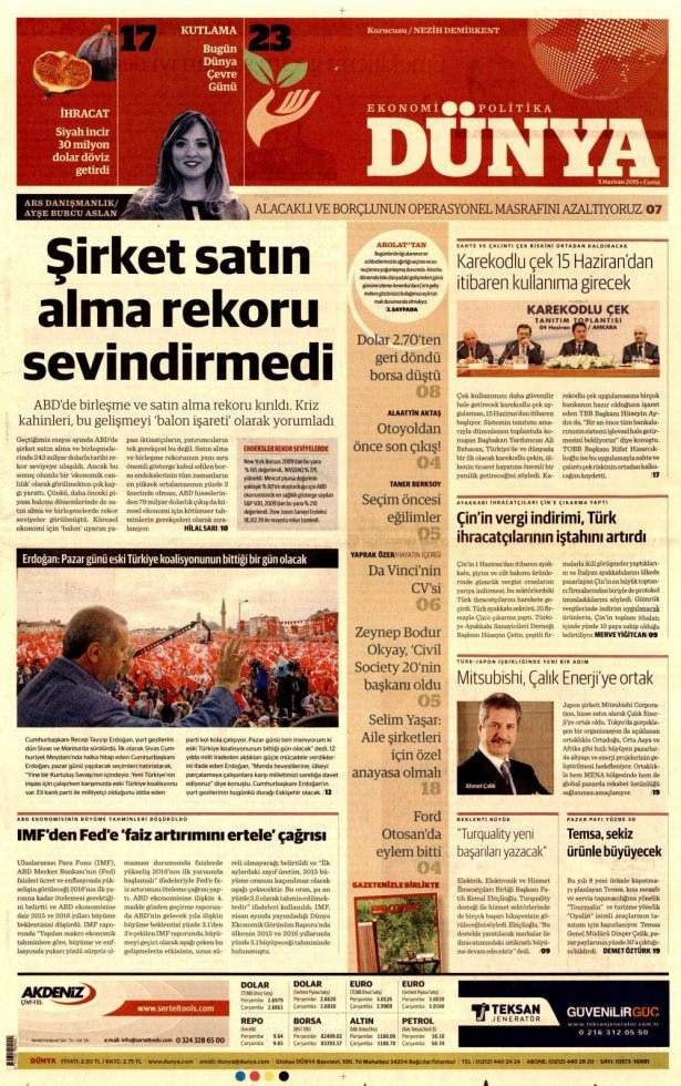 5 Haziran 2015 gazete manşetleri 6