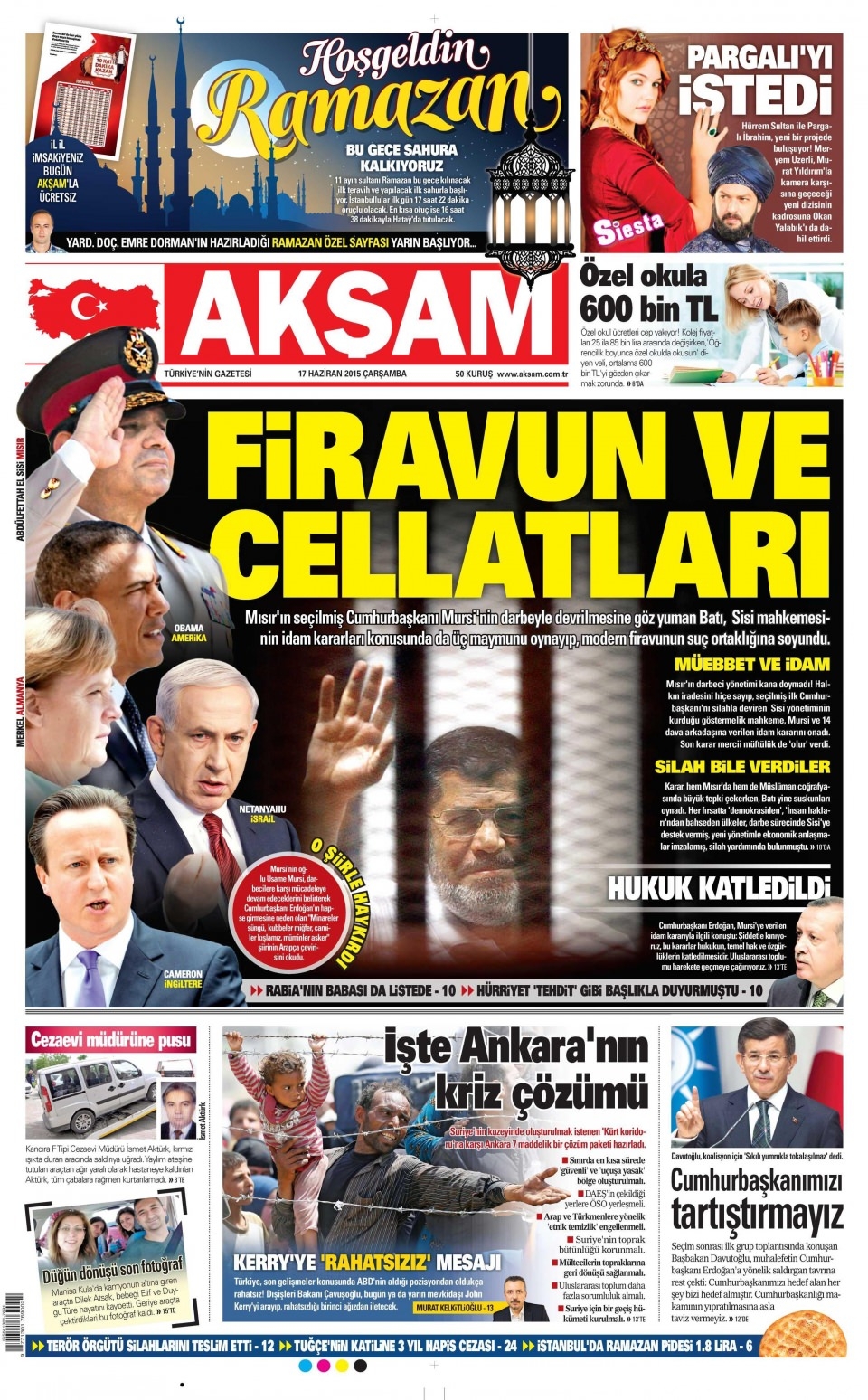 17 Haziran 2015 gazete manşetleri 1