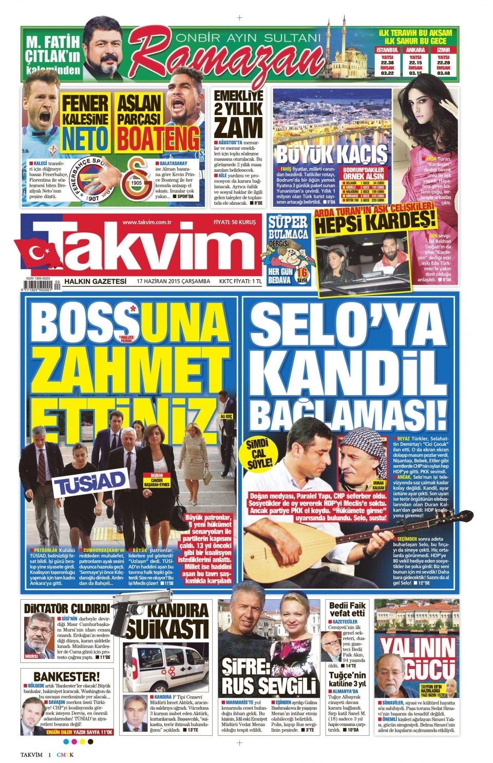 17 Haziran 2015 gazete manşetleri 19