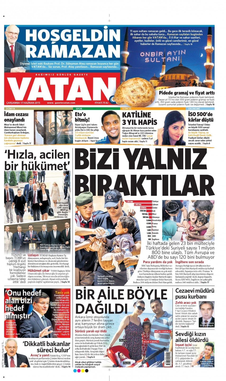 17 Haziran 2015 gazete manşetleri 22