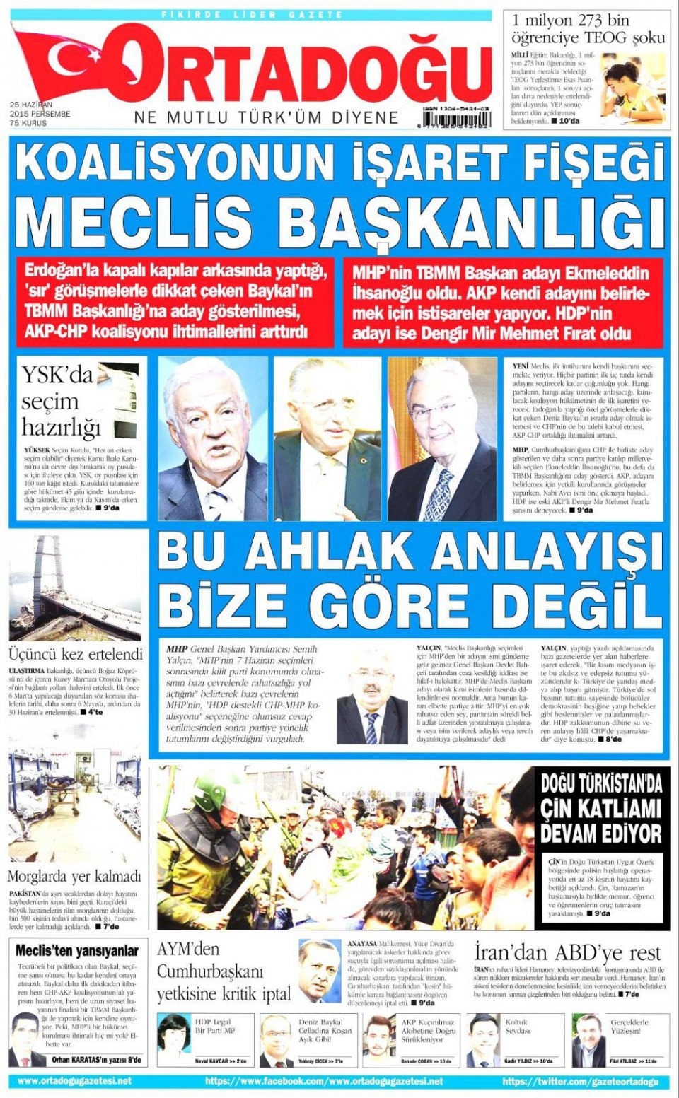 25 Haziran 2015 gazete manşetleri 14