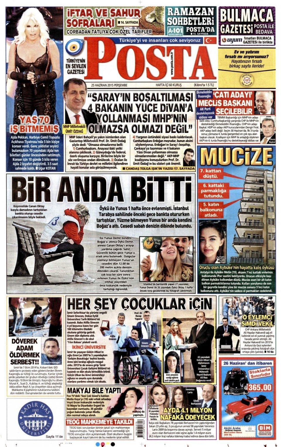 25 Haziran 2015 gazete manşetleri 15