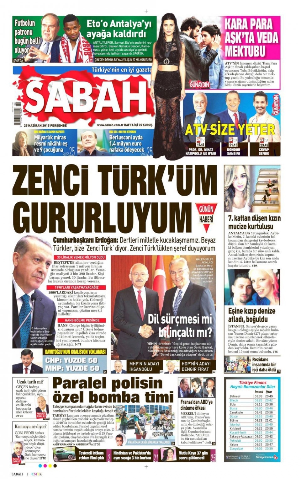 25 Haziran 2015 gazete manşetleri 16
