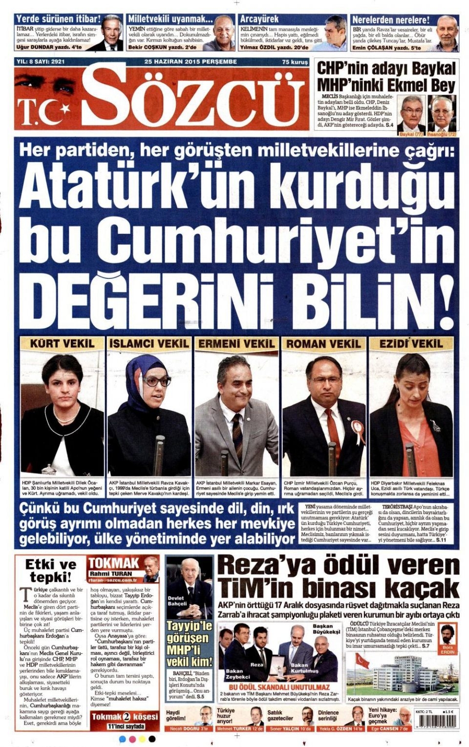 25 Haziran 2015 gazete manşetleri 18