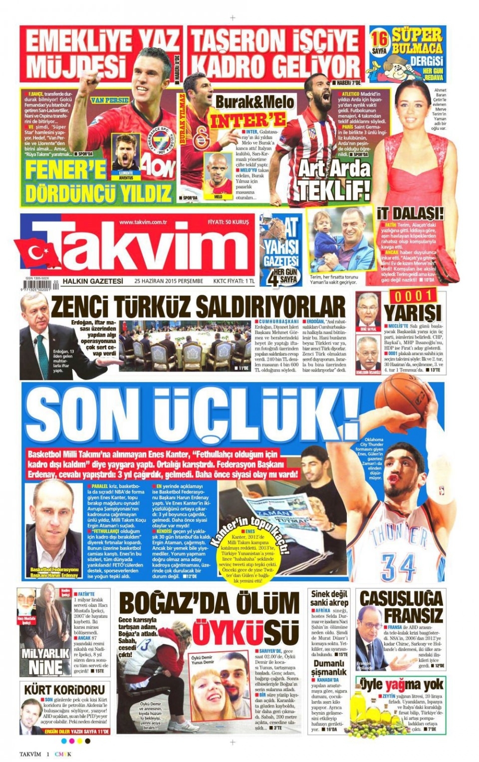 25 Haziran 2015 gazete manşetleri 20