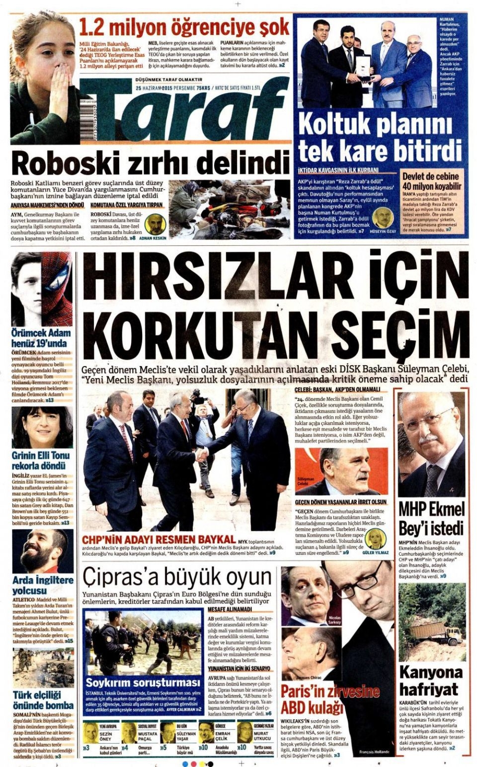 25 Haziran 2015 gazete manşetleri 21