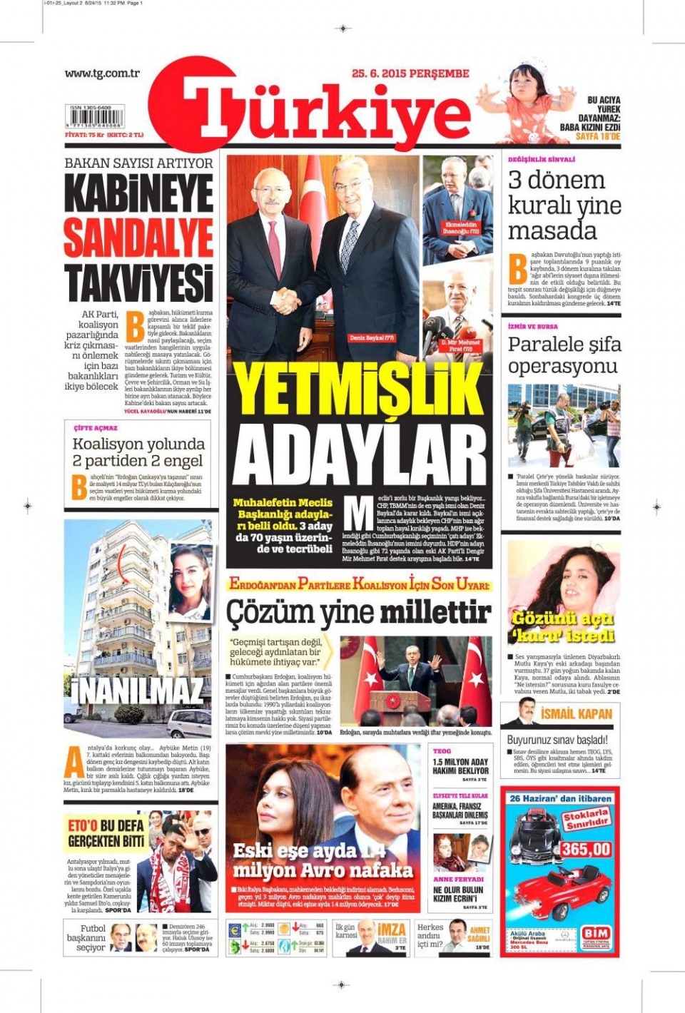 25 Haziran 2015 gazete manşetleri 22